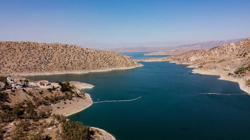 Darbandikhan Dam on the Sirwan river in northern Iraq. Water levels have also fallen in the river, which flows from north-west Iran.