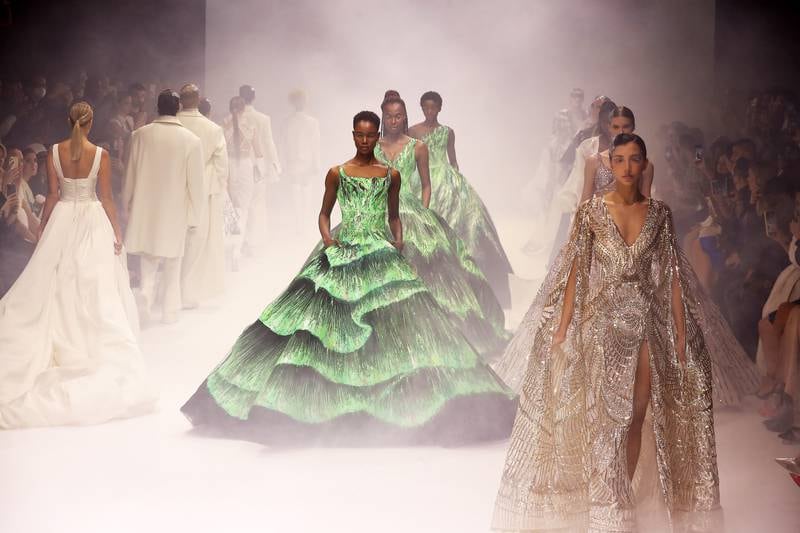Models during the Michael Cinco runway show at Arab Fashion Week 2022. Pawan Singh / The National  