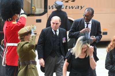 Mr Wallace and former chancellor Kwasi Kwarteng arrive for the funeral of Queen Elizabeth II at Westminster Abbey in September. PA