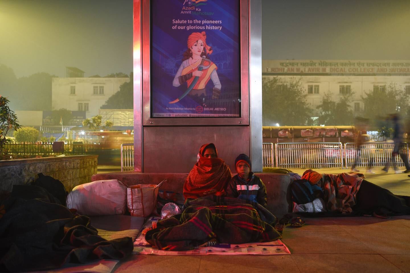 Reena Devi, 30, and her son Roshan Raj, 12, who has arthritis, outside the All India Institute of Medical Sciences.  Photo: Taniya Dutta / The National