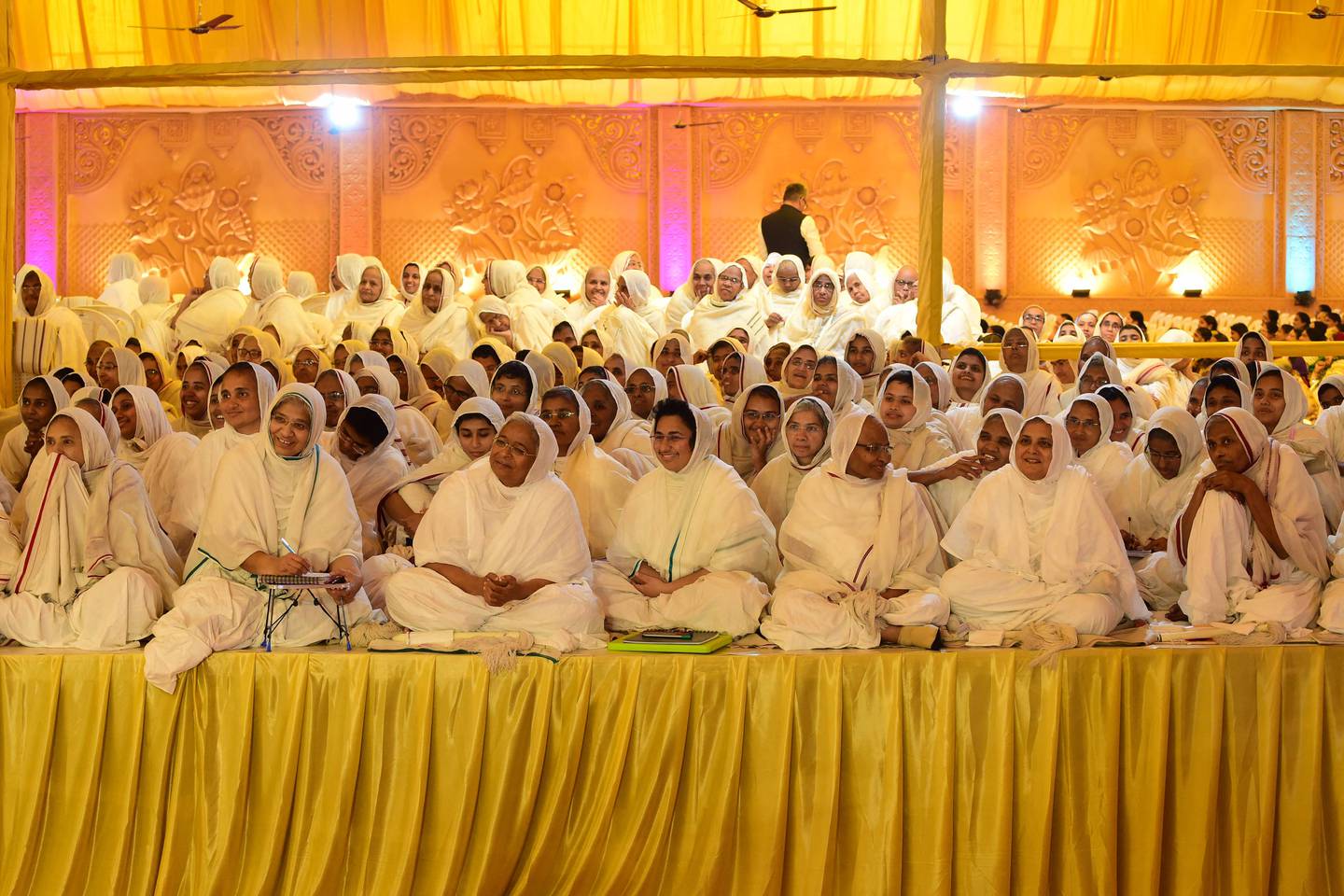 Nuns from the Jain community attend the Sparsh Mahotsav festival in Ahmedabad on Monday. AFP
