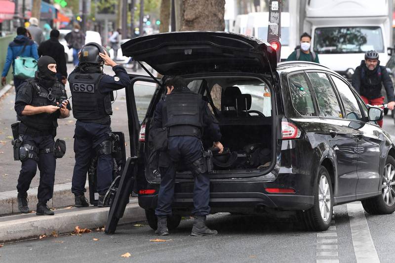 Police special forces near the former offices of Charlie Hebdo. AFP