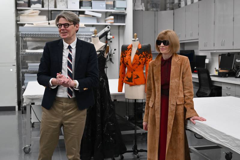 Andrew Bolton, head curator of the Anna Wintour Costume Centre at the Metropolitan Museum of Art, and Conde Nast's Anna Wintour. AFP