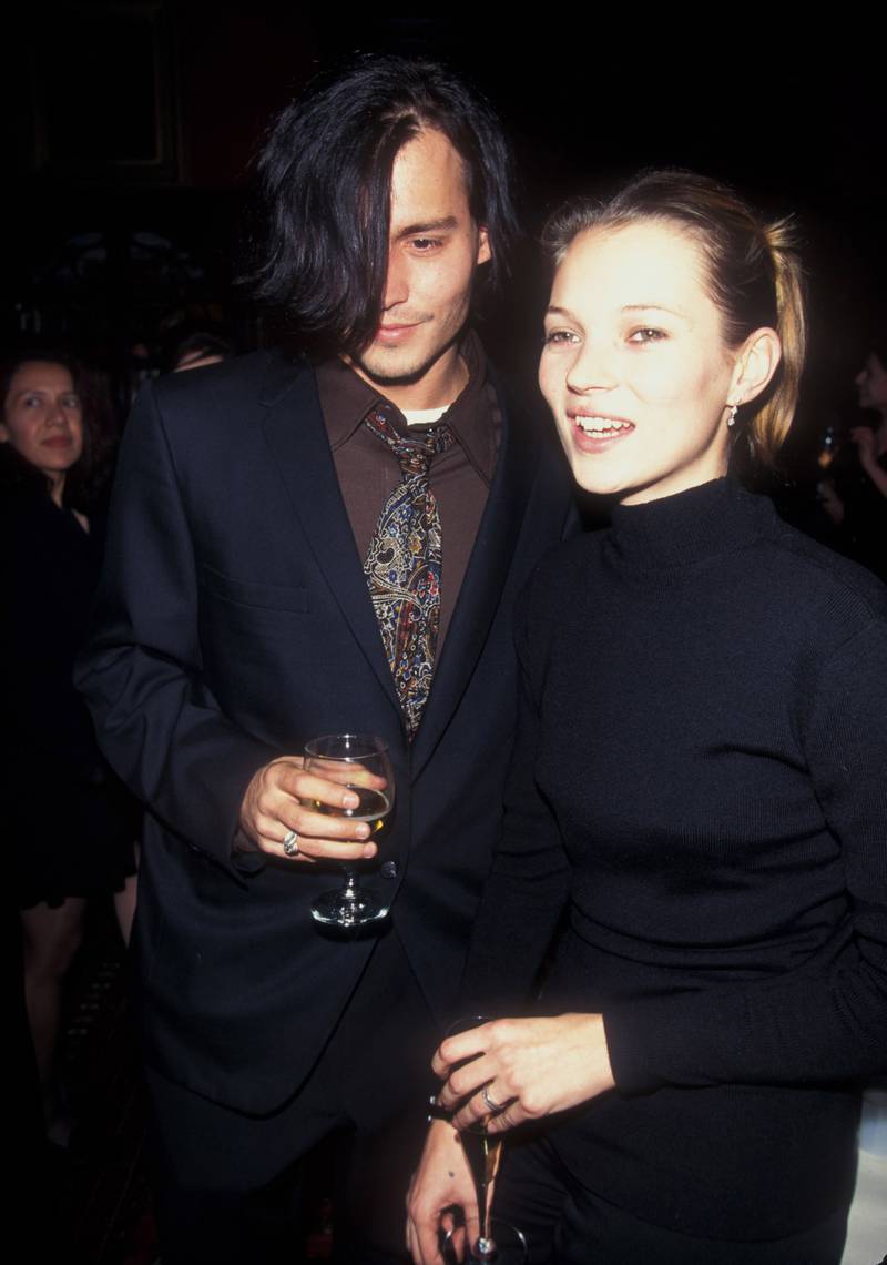 Depp and Moss at the 'Fear and Loathing in Las Vegas' 25th anniversary party in LA, 1996. Getty Images