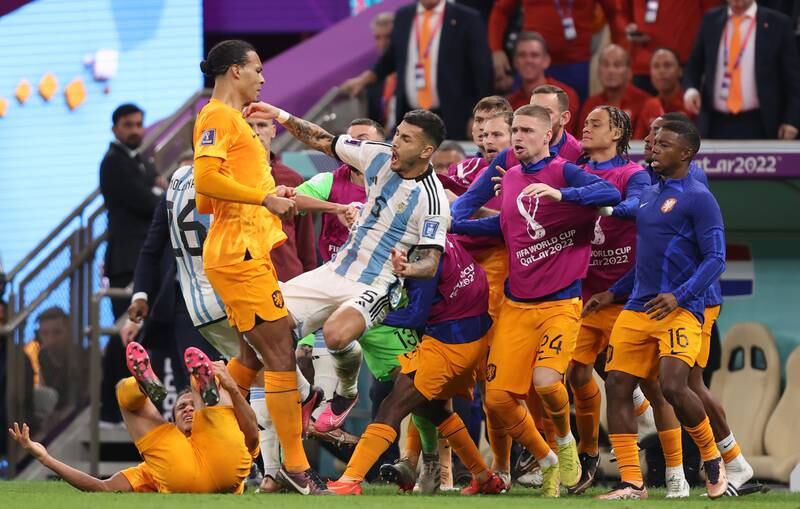 SUBS: Leandro Paredes (De Paul, 66’) - 6. Hit Gakpo with a big tackle and then unnecessarily smashed the ball at the Dutch bench after hitting Ake with an overzealous challenge. Emphatically scored his penalty. Getty