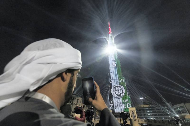 Dubai, United Arab Emirates, January 1, 2018:    New Years Eve celebrations at the Burj Khalifa on Emaar Boulvard in the downtown area of Dubai on January 1, 2018. Christopher Pike / The National

Reporter:  N/A
Section: News