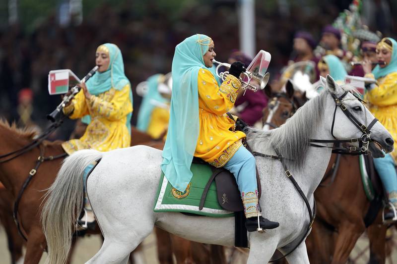The Royal Cavalry of Oman gave an impressive display of horsemanship.