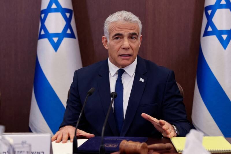 Israel's Prime Minister Yair Lapid heads a cabinet meeting in Jerusalem on November 20.  Reuters