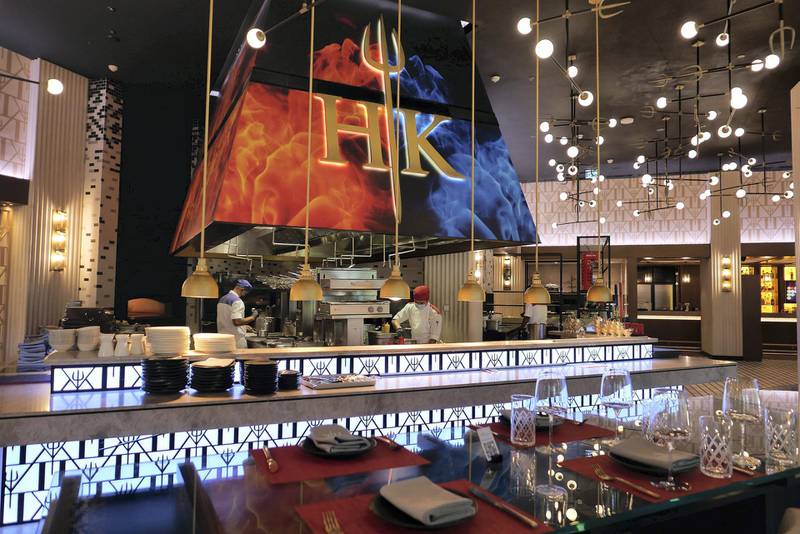 Hell’s Kitchen restaurant in the Caesars Palace hotel at the Bluewaters Island in Dubai on May 27,2021. Pawan Singh / The National. Story by Nick Webster