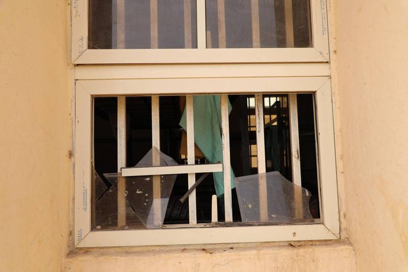 A broken window of a dormitory at Jangebe Government Girls Secondary School in Zamfara state, Nigeria. EPA
