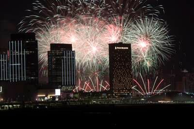 Golden Jubilee fireworks at Al Maryah island in Abu Dhabi. Deepak Fernandez / The National