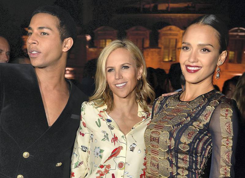 PARIS, FRANCE - JULY 07:  (L-R) Balmain Creative Director Olivier Rousteing, Tory Burch and actress Jessica Alba attend the Tory Burch Paris Flagship store opening after party at  on July 7, 2015 in Paris, France.  (Photo by Pascal Le Segretain/Getty Images for Tory Burch)