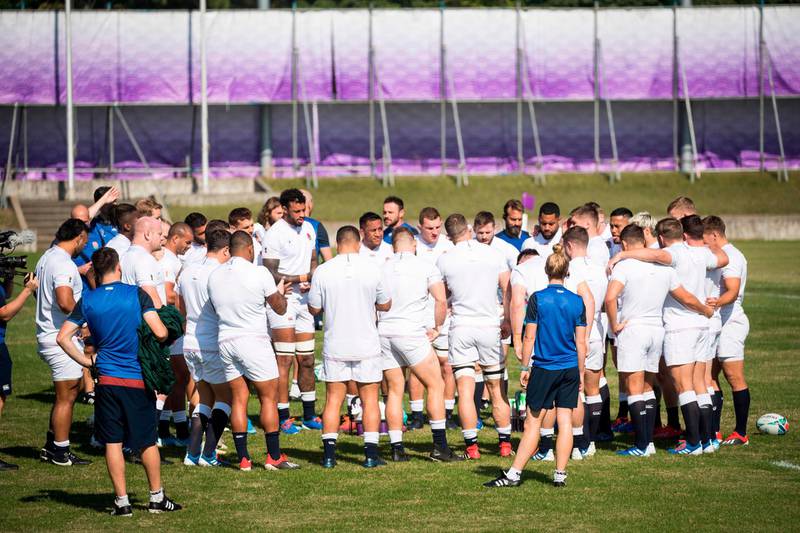 England players attend the captain's run training session. AFP