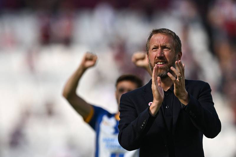 Graham Potter at the end of Brighton's win against West Ham United at the London Stadium on August 21, 2022. AFP