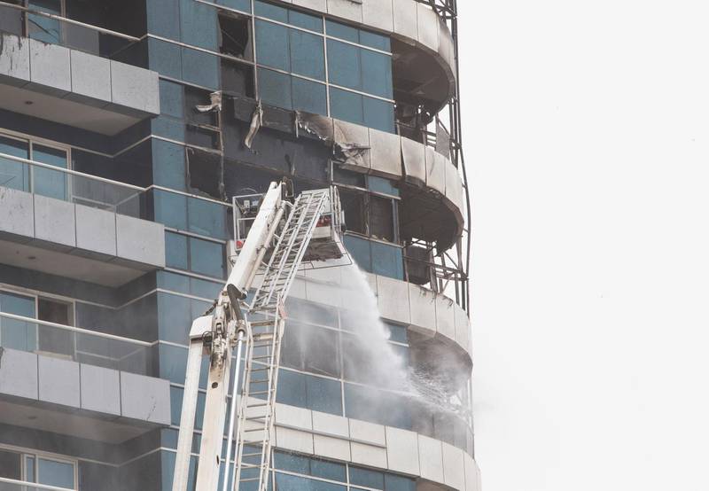 DUBAI, UNITED ARAB EMIRATES 13 MAY 2018 -Fire at Zen Tower in Marina, Dubai. Leslie Pableo for The National