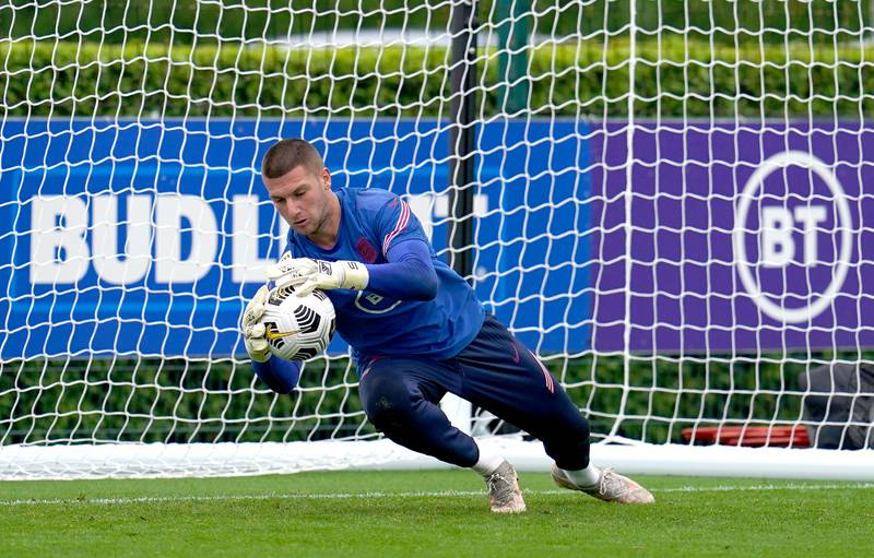 Sam Johnstone during England's training session at the Hotspur Way Training Ground. PA