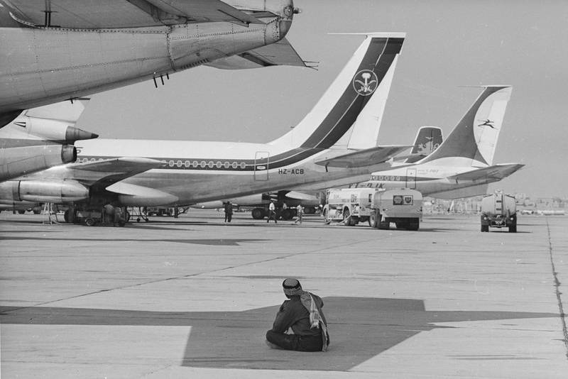 Muslims arrive at Makkah airport to participate in the pilgrimage in August 1968.