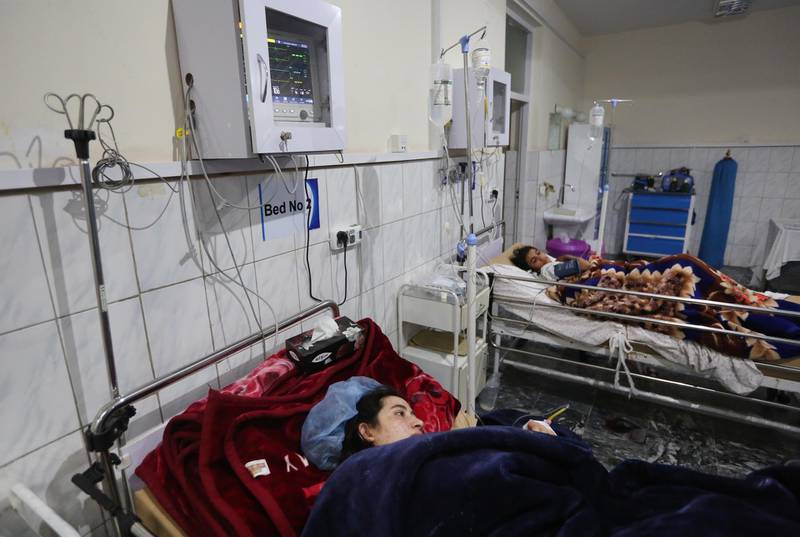 Young injured female Afghan students lay in a ward at a local hospital after an attack at Kabul University in Kabul.  EPA