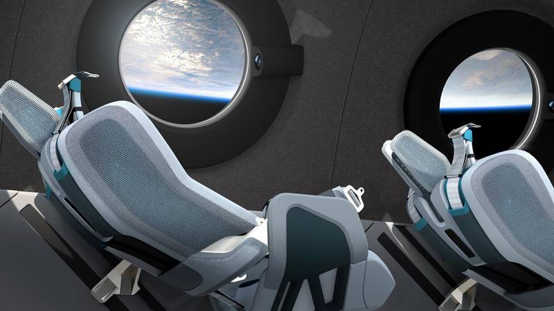 The interior cabin of space tourism firm Virgin Galactic's SpaceShipTwo is seen in an artist's rendition released July 28, 2020. Virgin Galactic/Handout via Reuters