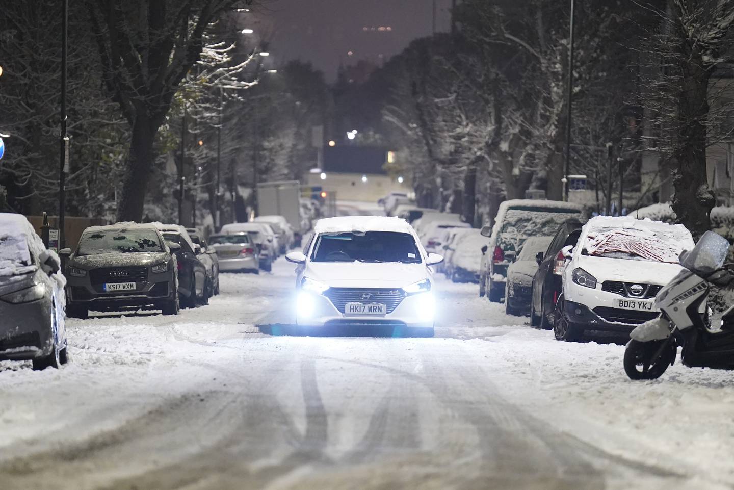 Yellow alerts for ice, fog and snow are in place for much of the UK and are expected to cause travel disruption during Monday’s morning rush hour. PA