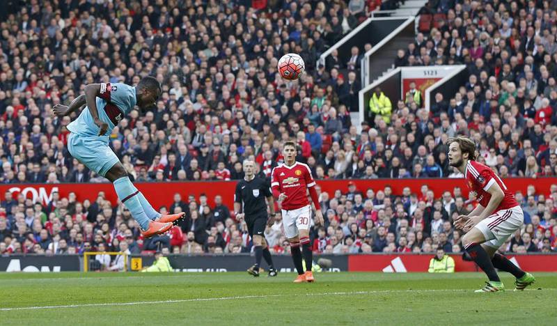 West Ham’s Emmanuel Emenike heads at goal. Action Images via Reuters / Carl Recine