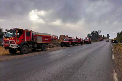 Fire vehicles sent to tackle the blaze at Setif.