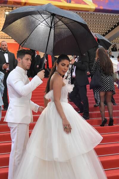 Jonas and Chopra arrive for the screening of the film 'The Best Years of a Life (Les Plus Belles Annees D'Une Vie)' at the 72nd Cannes Film Festival in southern France, on May 18, 2019. AFP