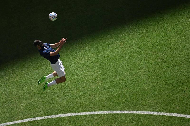 Croatia's defender Josko Gvardiol warms up for the Group F game against Morocco at the Al Bayt Stadium. AFP