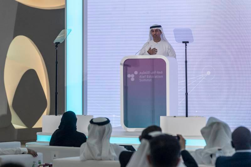 Ahmad Al Falasi, Minister of Education, spoke of how technology could transform the education sector. Antonie Robertson / The National