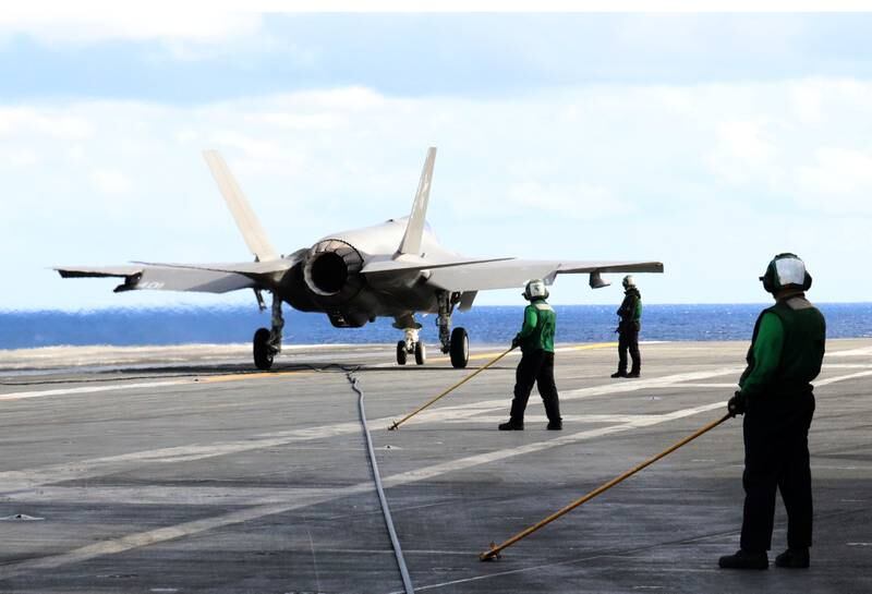 An F-35 stealth jet sits on the deck of the 'USS Carl Vinson'. Reuters