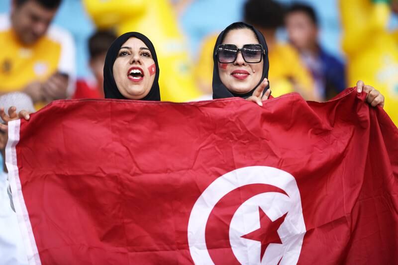 Tunisia fans hope three Fifa World Cup Group D points will go their team's way in the game with Australia at Al Janoub Stadium in Al Wakrah, Qatar. Getty