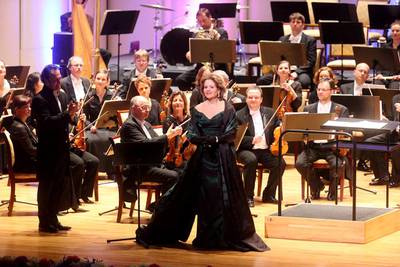 The American soprano Renee Fleming with the Dresden Philharmonic, conducted by Sascha Goetzel, at the Abu Dhabi Festival. Fatima Al Marzooqi / The National