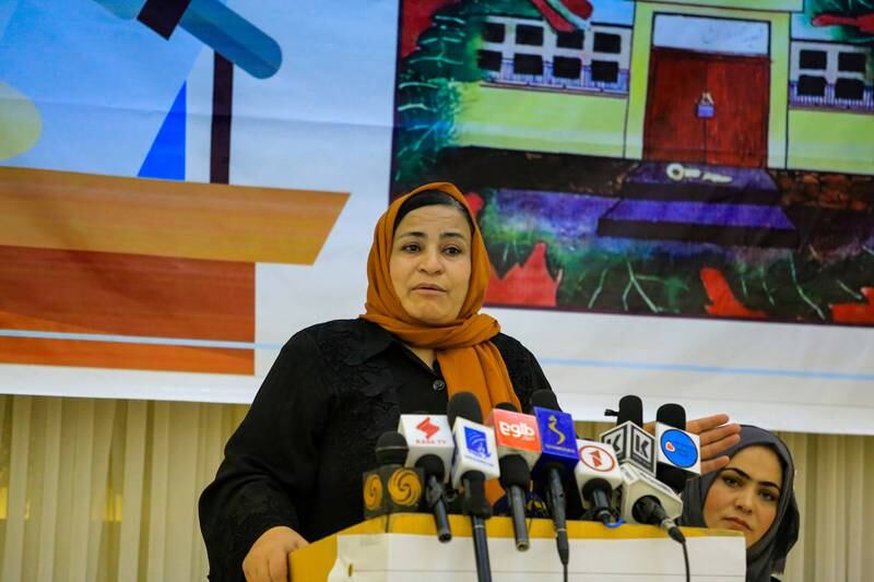 Shahla Arif Yar, an Afghan women's rights activist attends an event in Kabul. Activists gathered to demand that the Taliban government give more rights to women, open up high schools to girls and include women in an assembly of scholars and leaders known as Loya Jirga. EPA