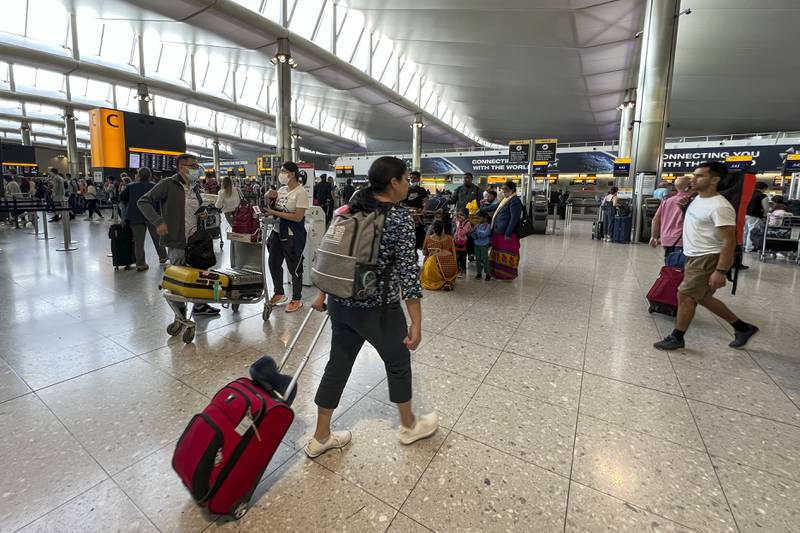 Heathrow Airport reported a massive rise in passenger numbers in August. AP