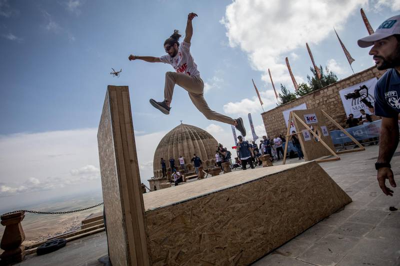 A competitor takes part in the Speed category  during the second round of the World Parkour Championships in Mardin, Turkey.  Chris McGrath / Getty Images