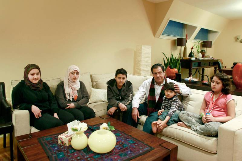 Toronto - December 17, 2009: The Abuelaish family from left: Shatha, 18, Dalal, 20, Mohammad, 14, Izzeldin, 54, Abdullah, 7, and Raffah, 10. (Photo by Philip Cheung)