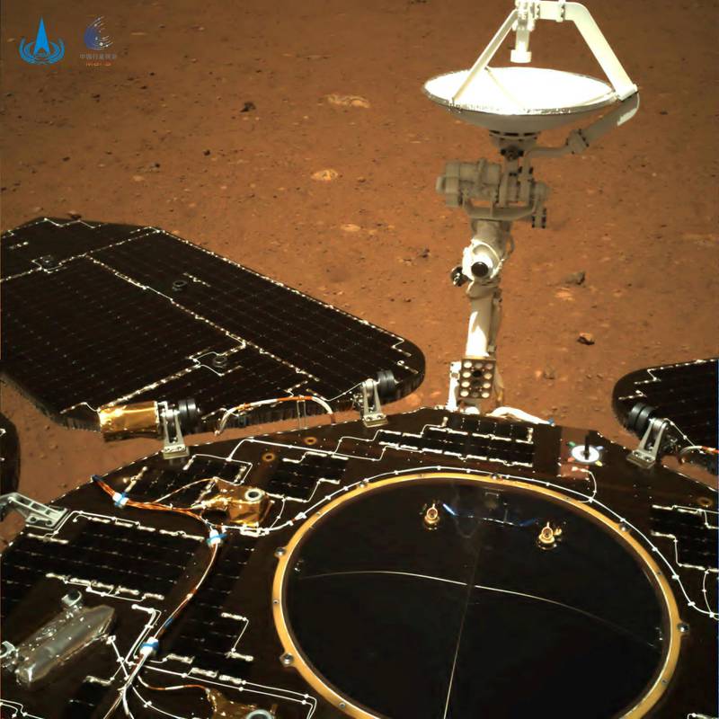 FILE PHOTO: An image taken on Mars by Chinese rover Zhurong of China's Tianwen-1 mission is seen in this handout image released by the China National Space Administration (CNSA), May 19, 2021. CNSA/Handout via REUTERS  ATTENTION EDITORS - THIS IMAGE WAS PROVIDED BY A THIRD PARTY. NO RESALES. NO ARCHIVES./File Photo