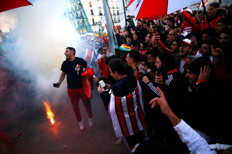 River Plate fans in Puerta del Sol Square, Madrid. Reuters