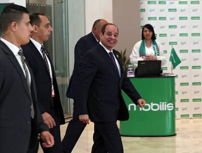 Egyptian President Abdel Fattah El-Sisi  arrives to attend the closing ceremony. EPA