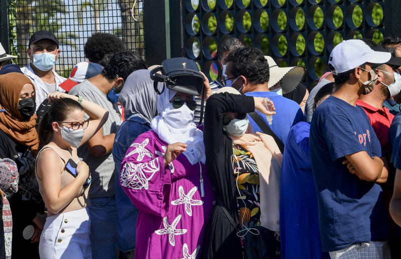 Tunisians wait to get vaccinated. The Ministry of Health announced on Monday the opening of vaccination clinics during Eid Al Adha for all those over the age of 18. However, only a small number of centres were open on Tuesday.