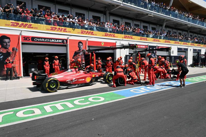 Ferrari's Spanish driver Carlos Sainz Jr arrives at the pits during the Canada Formula 1 Grand Prix. AFP