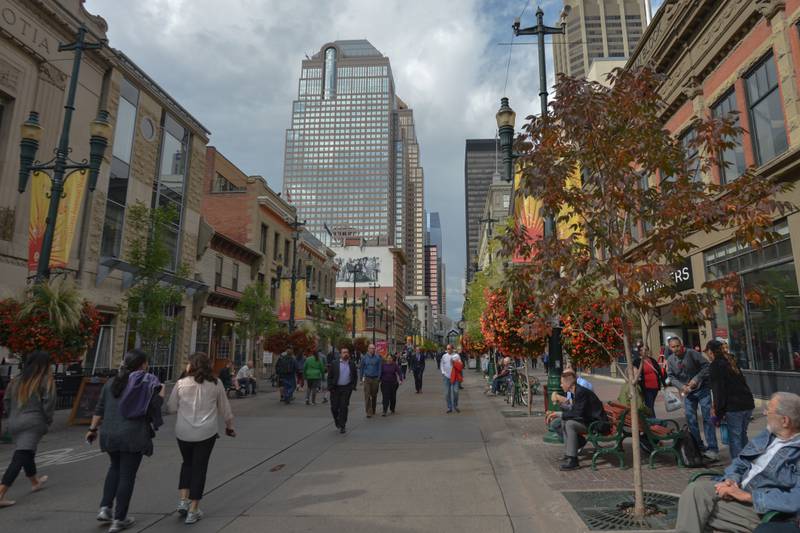1. Calgary, Canada: A general view of Stephen Avenue in Calgary downtown in Canada. Photo: Getty