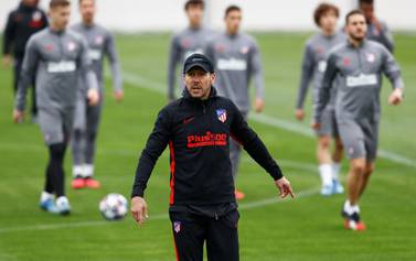 Atletico Madrid manager Diego Simeone during training. Reuters