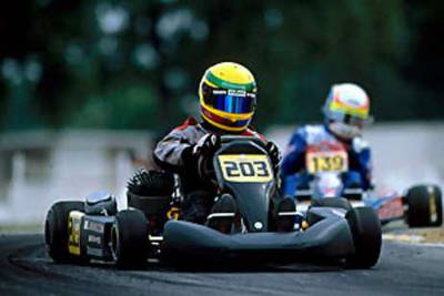 Lewis Hamilton in 1996 winning a junior go karting race.