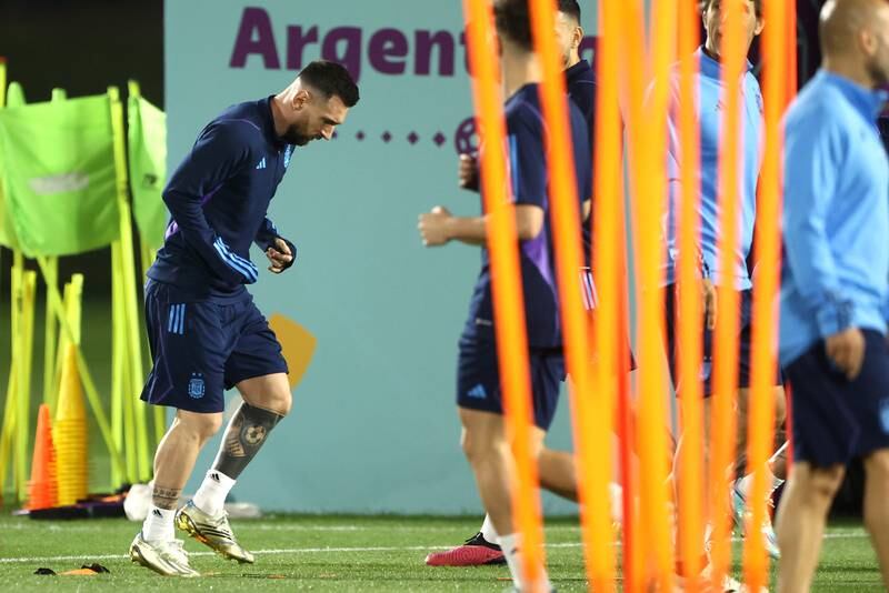 Argentina's Lionel Messi during training. Getty