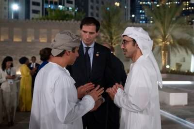 Sheikh Abdullah bin Zayed, Minister of Foreign Affairs, (right) at the event in Qasr Al Hosn. Wam