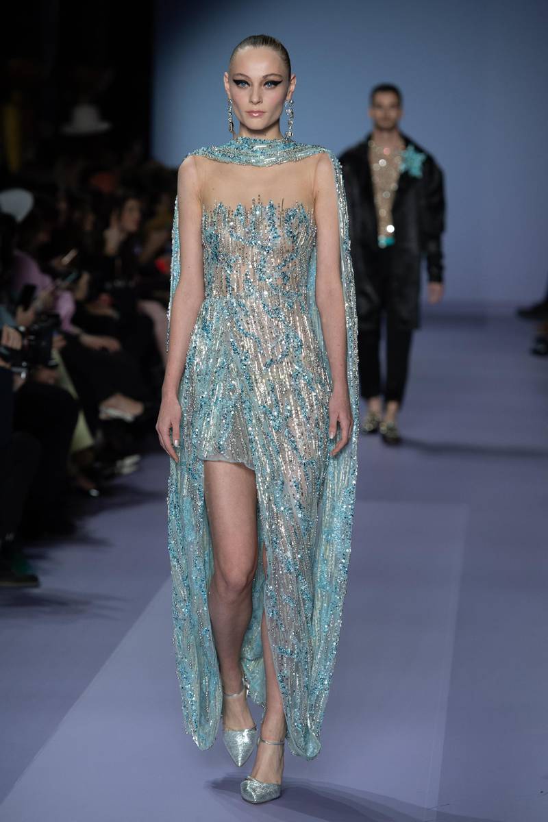 A look from the Georges Hobeika spring / summer 2020 show at Paris Haute Couture Fashion Week on January 20, 2020. EPA