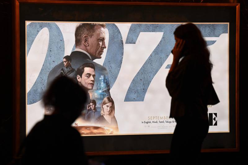'No Time to Die' poster at a cinema in New Delhi, India. AFP