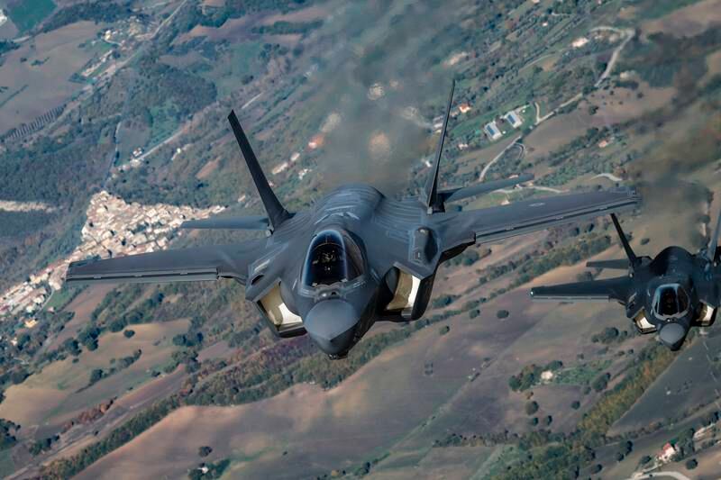 Italian Air Force F35s during the Falcon Strike 2022 exercises in Italy. EPA