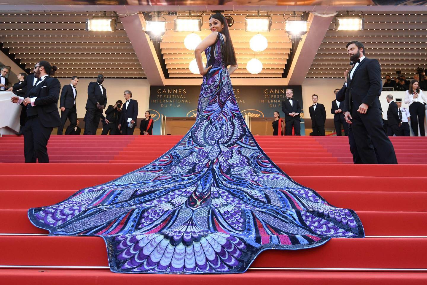 Aishwarya Rai Bachchan in the butterfly-inspired dress by Cinco at the 2018 Cannes Film Festival. AFP